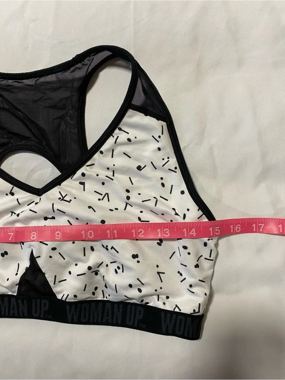 Lucy Black and White Speckle Mesh Racerback Sports Bra